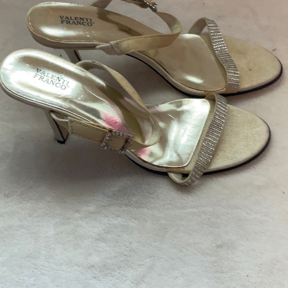 Valenti Franco Gold Heels with Rhinestone Embellishments - Picture 9 of 12